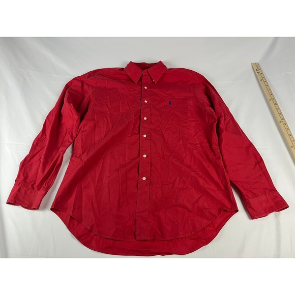 Ralph Lauren Classic Fit Red Long Sleeve Button Down Shirt Men's Size L - Picture 2 of 8